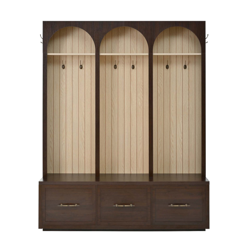 Elegant 59" Wide Entryway Bench, Dark Walnut
