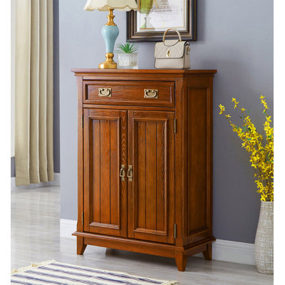 45.67" Rectangular Ash Solid Wood Shoe Storage