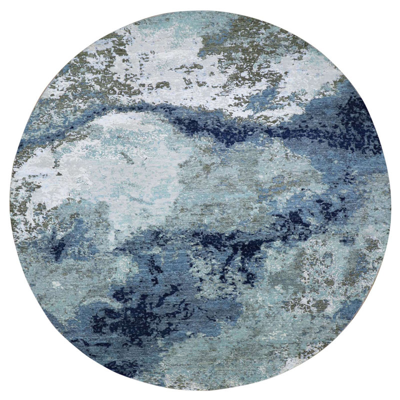 Tapis oriental rond 10 po x 4 po x 10 po x 4 po en pure laine noué à la main, tissé dense et persan F2FC5310626D4E24BCC66B393FA7C2C1