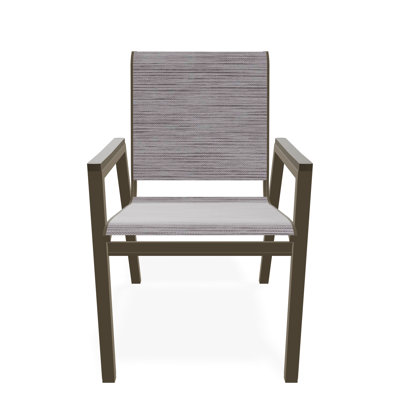 Chaise de bistro empilable en aluminium avec accoudoirs en polymère de qualité marine Bazza