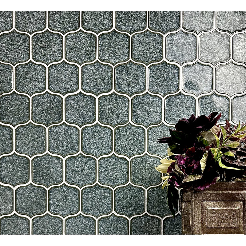 Classical Lantern Blue Ornate 12" x 12" Straight Edge Porcelain Mosaic Tile