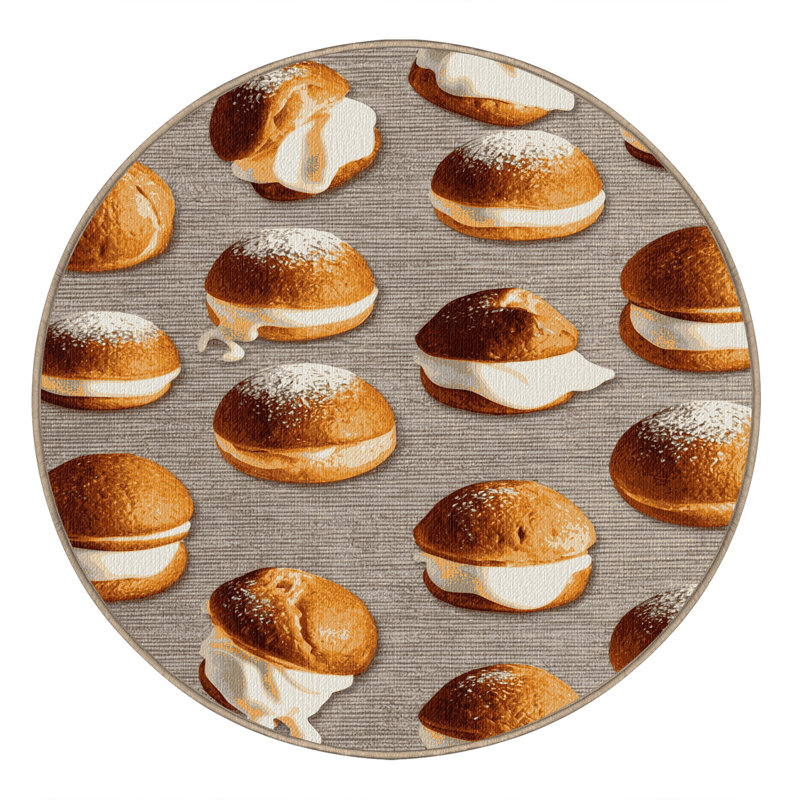 Washable Profiteroles Desserts Area Rug, Round 8'