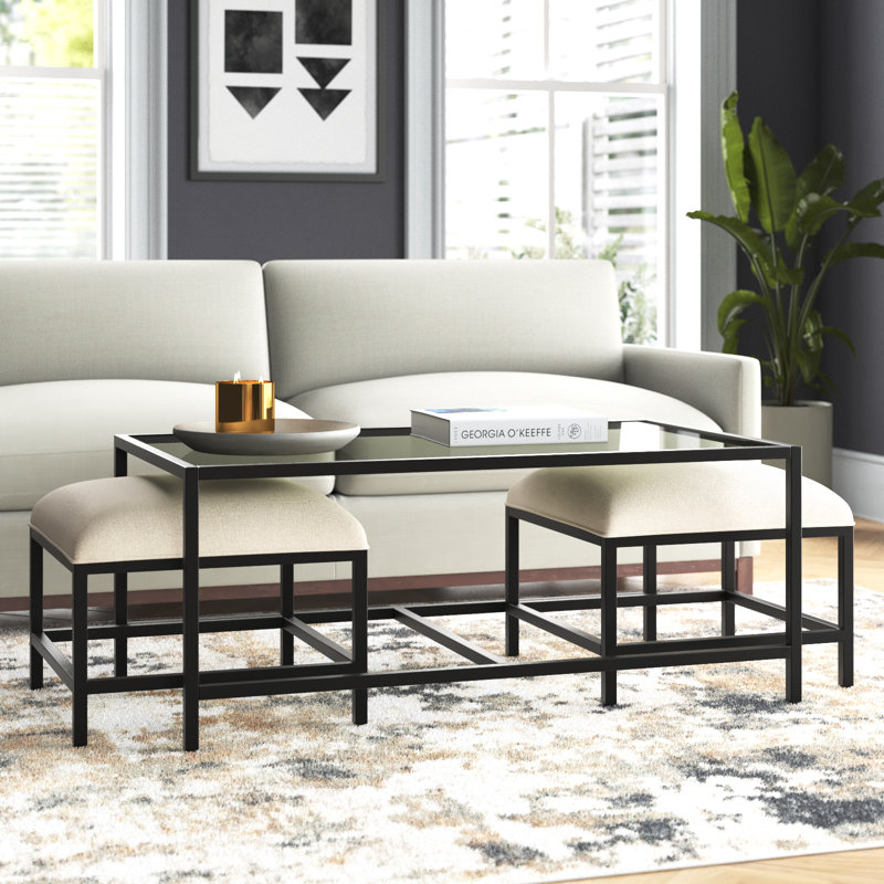 Vivanco Glass Top Nesting Coffee Table