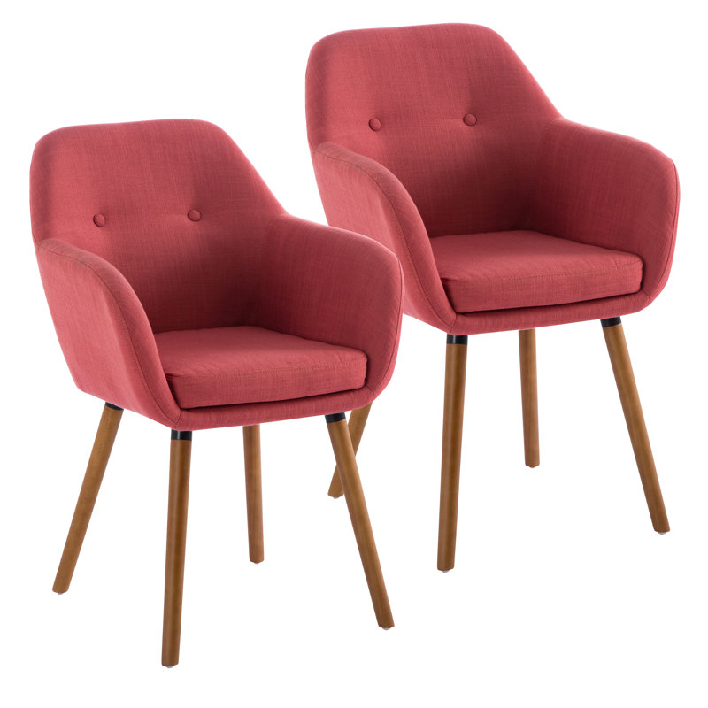46cm H Tufted Fabric Upholstered Armchair, Pink