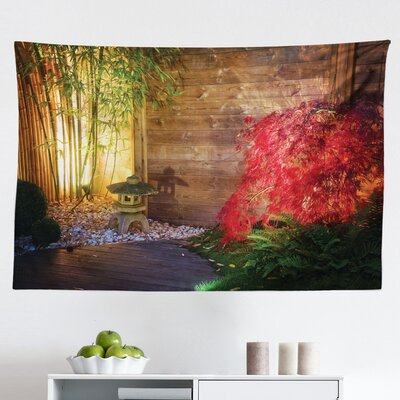 Garden Tapestry, Japanese Stone Lantern And Red Maple Tree In An Autumnal Garden Bamboo Trees, Fabric Wall Hanging Decor For Bedroom Living Room Dorm, -  East Urban Home, F717E3A60C654D5481AA2095AECFA242