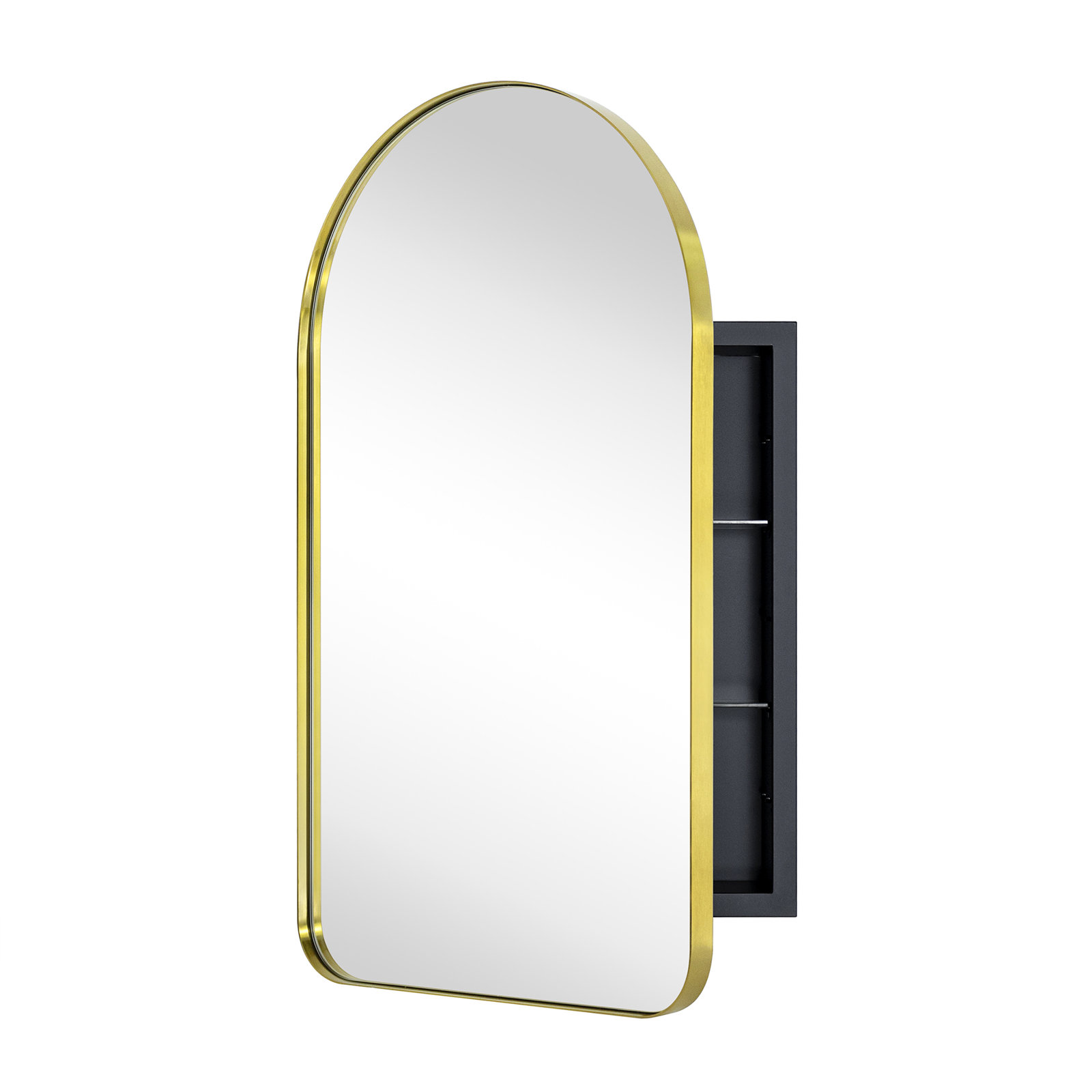 Recessed Medicine Cabinet, Brushed Gold, 28.3" H x 16" W x 4.96" D