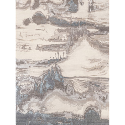 Handmade Silk and Wool Abstract Area Rug