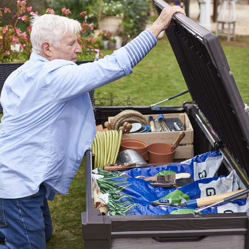 Keter Brown Lockable Plastic Wicker Outdoor Deck Box