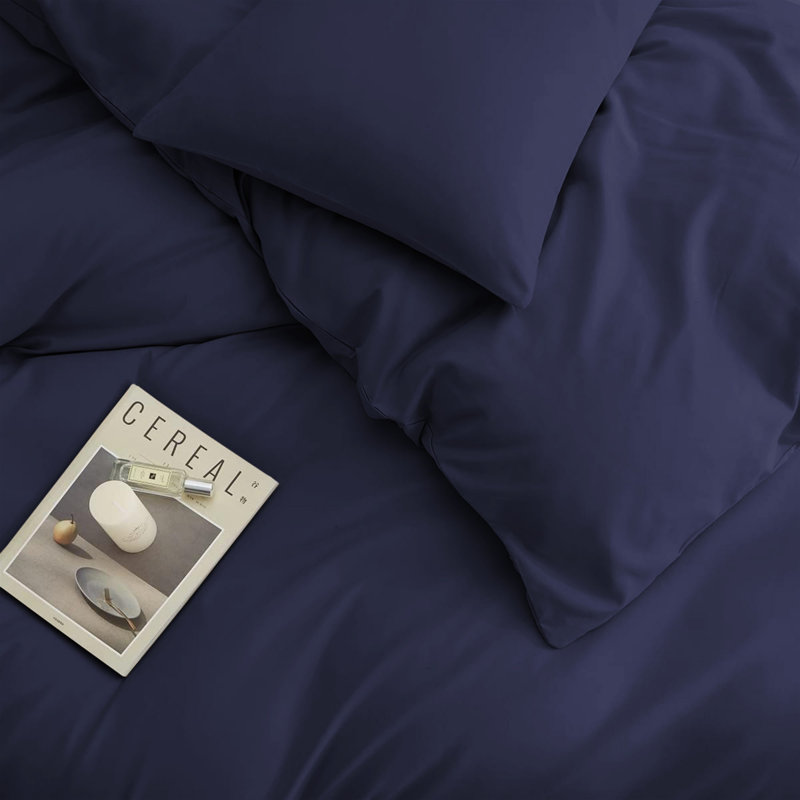 Housse de couette en microfibre moderne et contemporaine avec taies d'oreiller - Ensemble de literie douce et durable, Marine