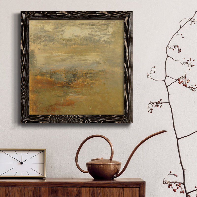 Carreau Encaustic en toile orange I-Premium - prêt à être accroché, H 31,5 po x l 31,5 po x P 1,5 po, Cadre noir