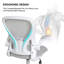 Swivel Office Chair With Lumbar Support, Adjustable Fabric Computer Chair With Flip-Up Armrest-455246721
