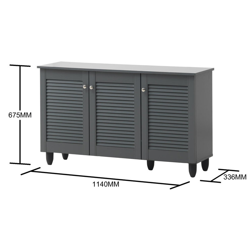 Morgan 15 Pair Shoe Storage Cabinet, Dark Grey