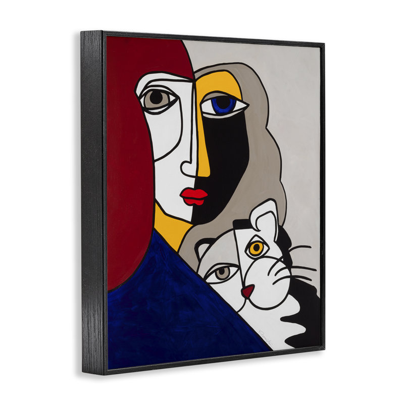 Bold Primaries Mod Portraits, estampe numérique, design par Ruth Fromstein, Giclée encadrée noir minuit, H 30 po x l 24 po