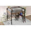 Lit mezzanine double en métal avec DEL, bureau intégré et amp; Rangement - Aucun sommier requis, robuste et robuste Stable
