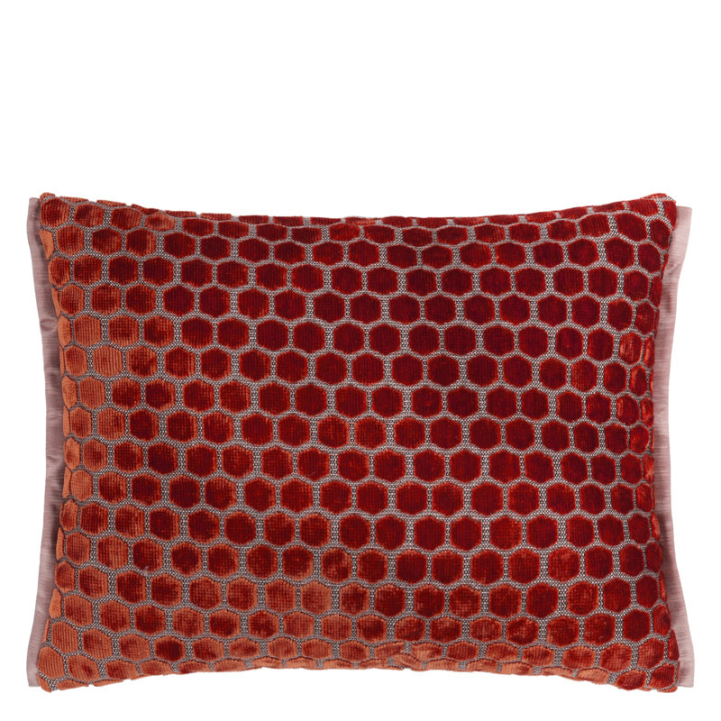 Jabot Velvet Decorative Pillow, 12" H x 16" W, Pimento Geometric