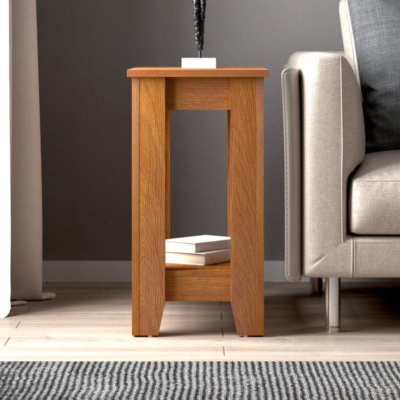Table de bout avec rangement Weddel Basilico, Noyer ambré