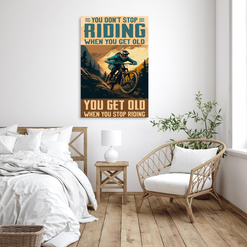 Quand vous arrêtez de faire du vélo de montagne - 1 pièce, reproduction d'art graphique sur toile tendue