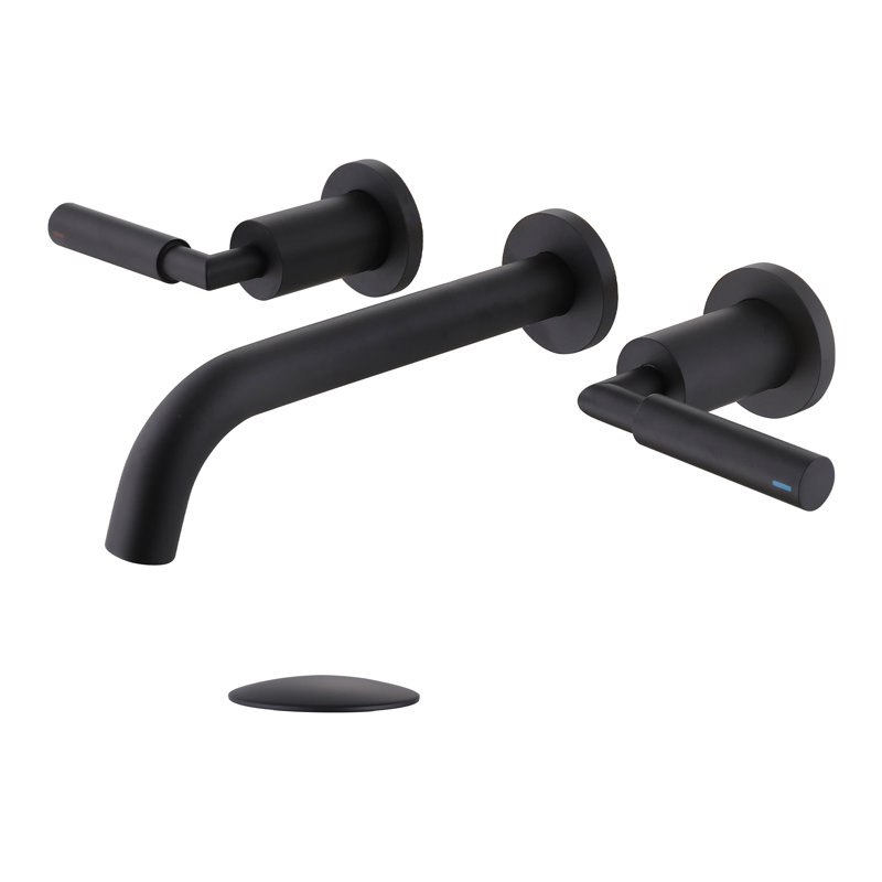 Matte Black Wall-Mounted Solid Brass Bathroom Faucet