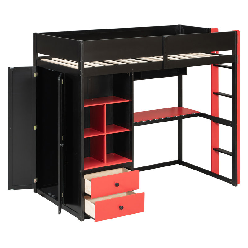 Lits multifonctionnels avec rangement, lit simple en bois aggloméré moderne pour la maison, Black 2