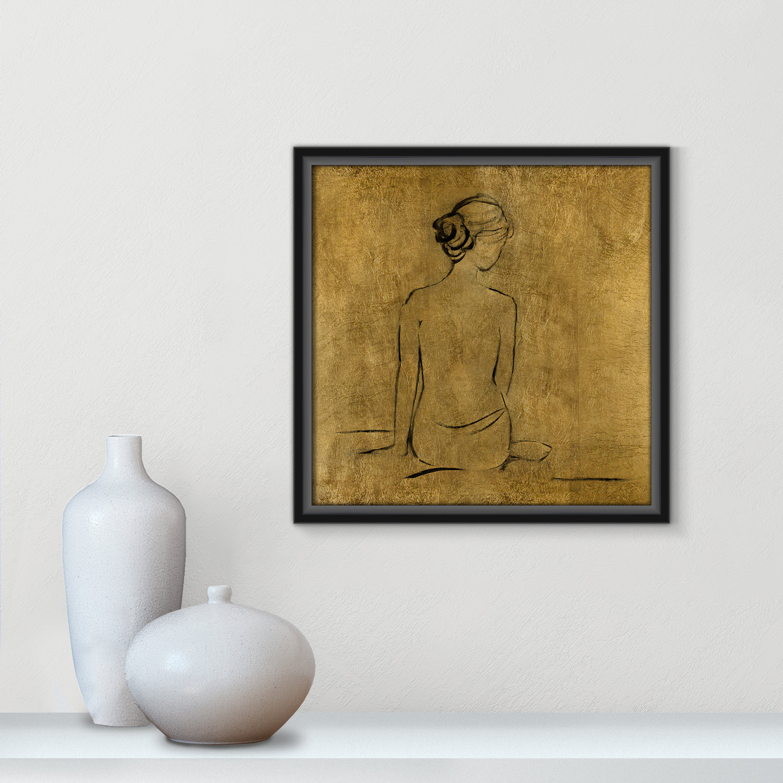 Black Framed Canvas, 13.5" H x 13.5" W x 2" D