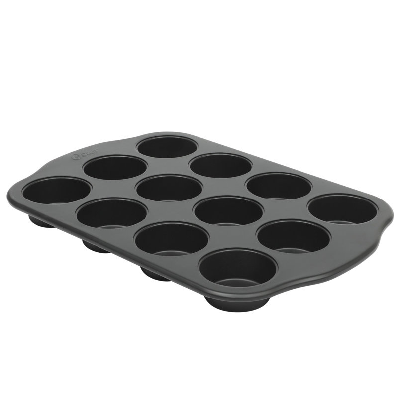 Moule à muffins antiadhésif noir mat en acier au carbone de 12 tasses Oster Teston