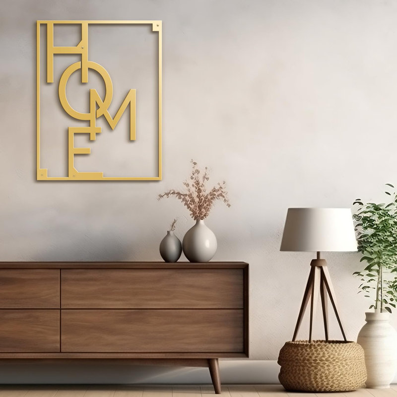 Décoration murale en métal, H 12 po x l 10 po x P 0,05 po, Or