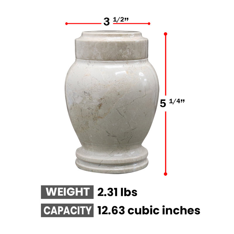 Urne de crémation en marbre pour cendres, beige