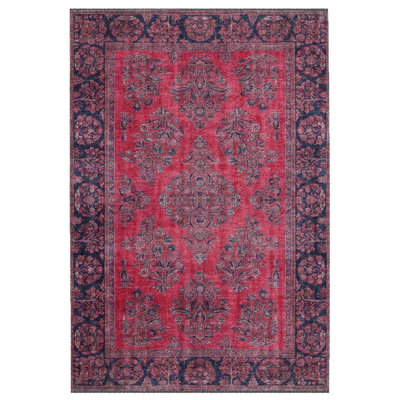 Tarango Oriental Fuschia Machine Woven Cotton Polyester Area Rug Tarango
