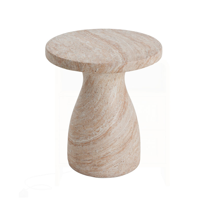 Outdoor Travertine Lightweight Concrete Side Table