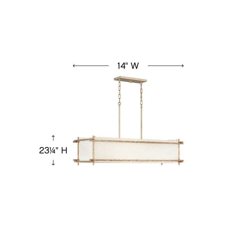 Champagne Gold 6-Light Chandelier with Off-White Textured Shade