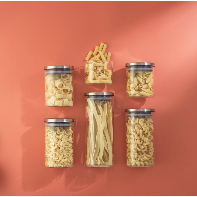 Set of 6 JoyJolt Glass Storage Jars w/ Airtight Lids