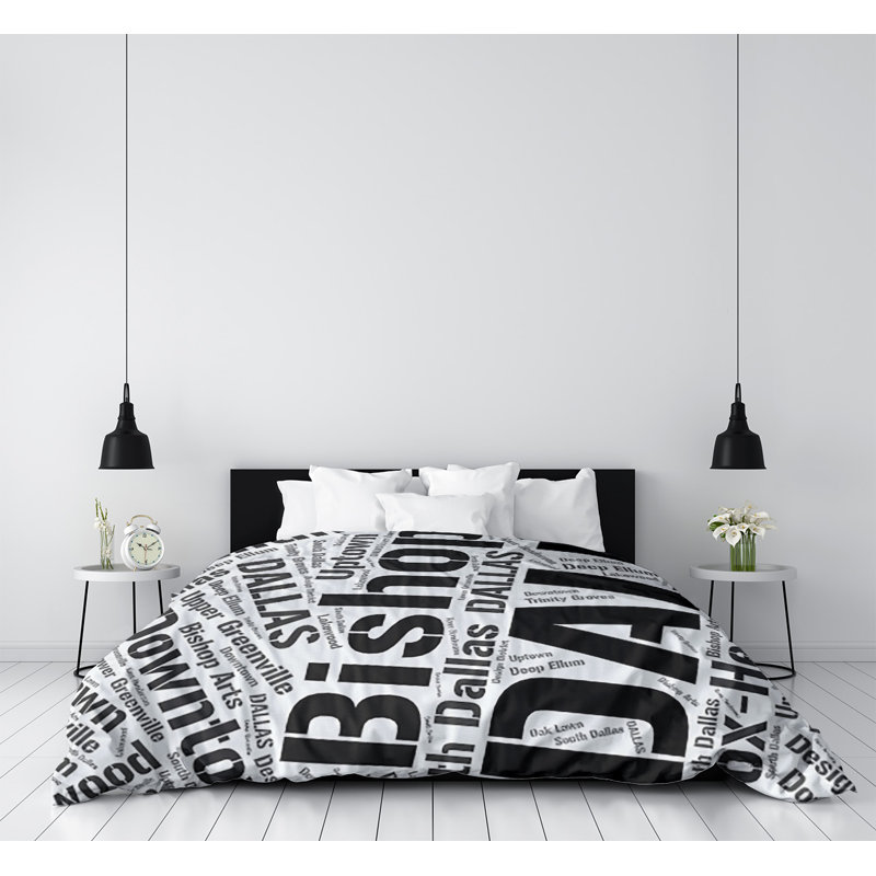 Modern & Contemporary Duvet Cover, Brushed Polyester, Queen Duvet Cover, Black