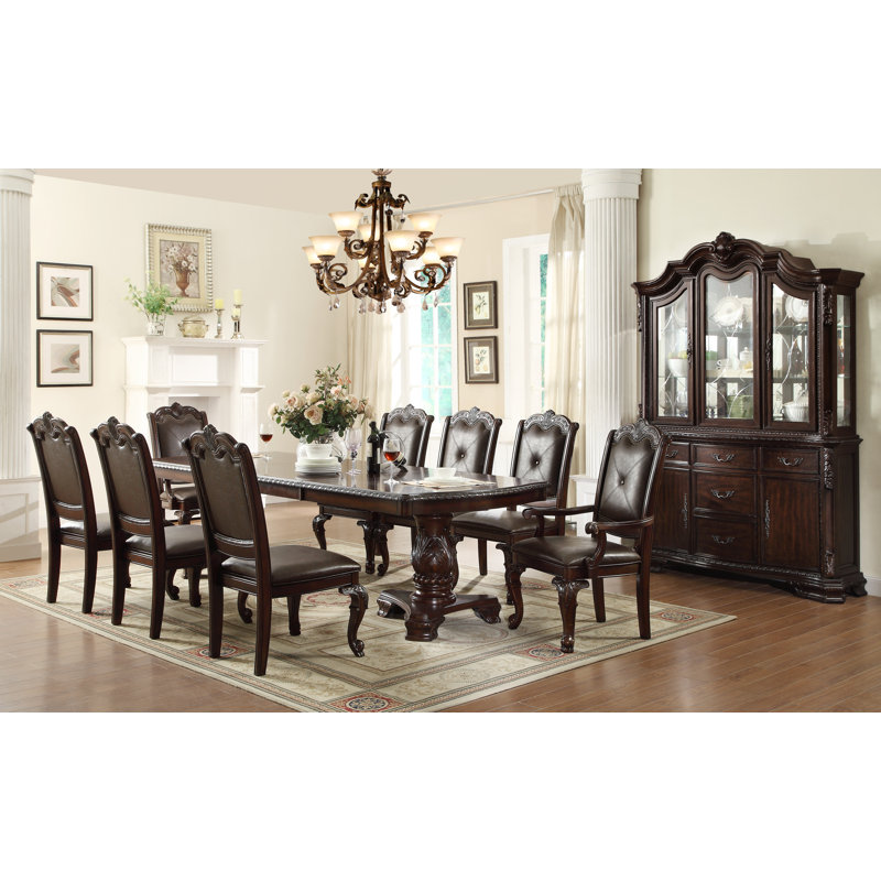 Kolyn Marney Brown Traditional Wood Veneers And Solids Formal Extendable Dining Room Set