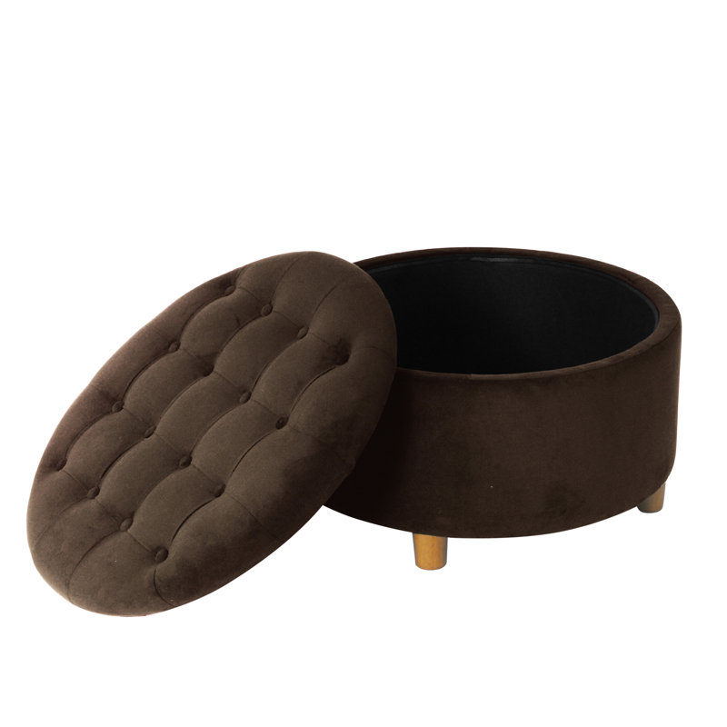 Repose-pieds rembourré avec rangement Bhismpal, Brun chocolat