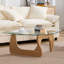 Table basse moderne en verre 16,5 po H avec base en bois massif-1308275976-1280242296