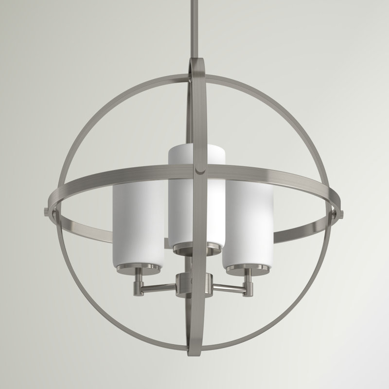 Brushed Nickel Globe Chandelier with Frosted Glass Shades
