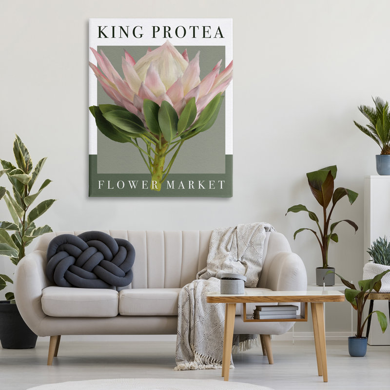Toile du marché aux fleurs du roi Protea, design par Jennifer Stith, H 48 po x l 36 po