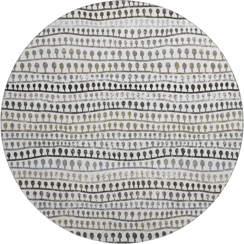 Tapis ivoire Prisco lavable à la machine de qualité supérieure, Rond 8 pi