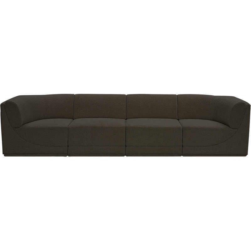 Ollie 128" Upholstered Sofa, Brown Boucle Fabric