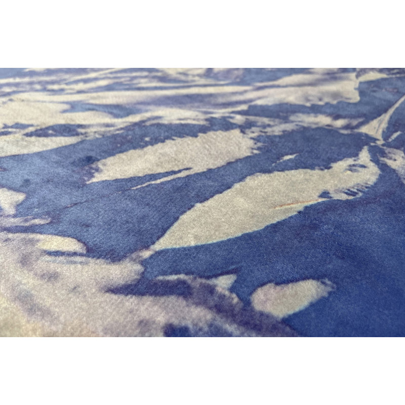Tapis bleu en polyester tissé à la machine bleu de cobalt, Rectangle 2 pi x 4 pi