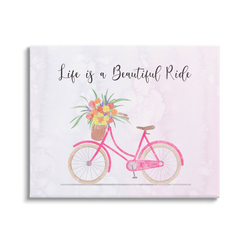 «Life Is A Beautiful Ride Bicycle Floater», art mural sur toile par Ziwei Li, H 30 po x l 40 po x P 1,5 po, Toile tendue