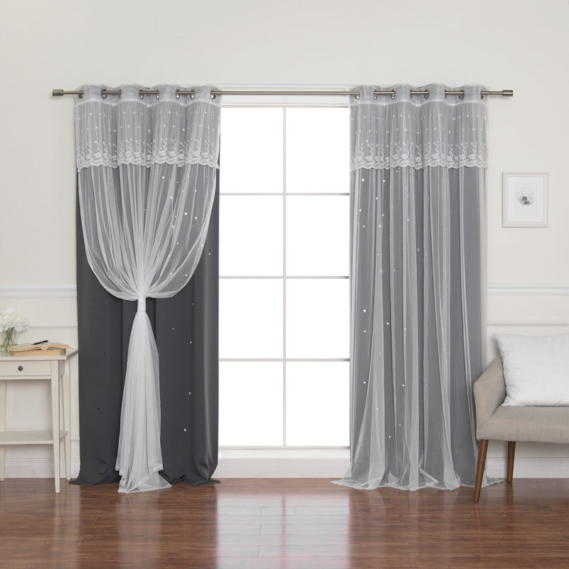 Mazzone Room Darkening Curtain, Dark Gray