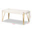 Table basse rehaussée en métal blanc et doré brossé H 17,71 po x l 43,38 po x P 22,75 po Reid