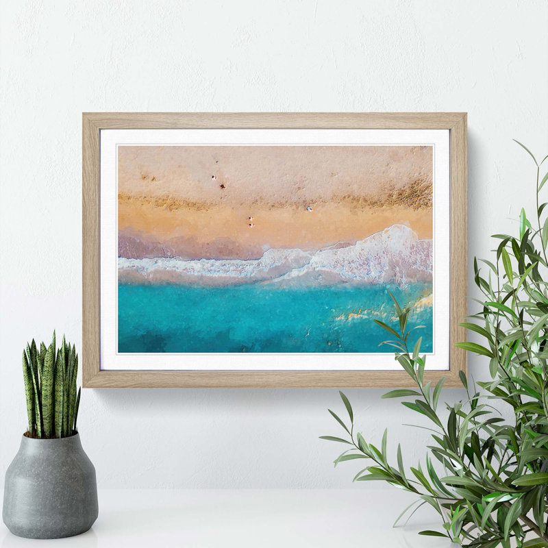 Walking upon a Beach in Corfu Greece - Picture Frame Graphic Art Print, 35cm H x 50cm W x 2cm D, Black