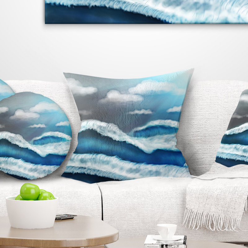 Coussin imprimé ciel avec nuages, 18" x 18", Coussin décoratif