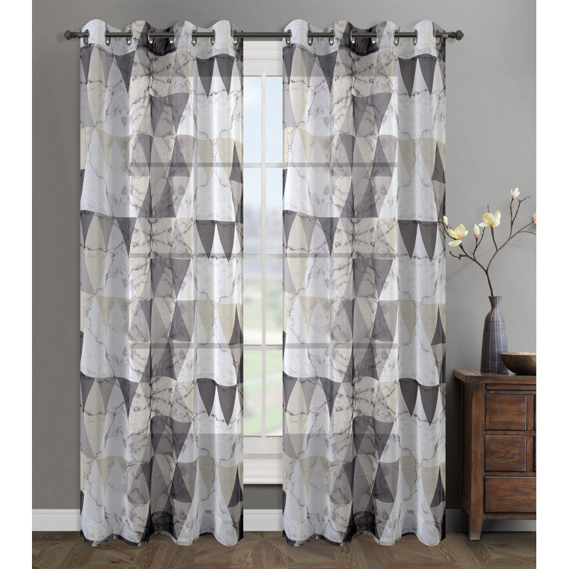 Campagna Semi Sheer Curtain Single Panel, Grey