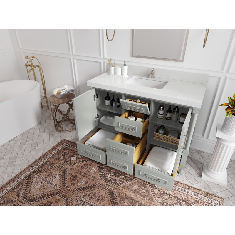 Meuble-lavabo l 48 po x P 22 po x H 36 po Aberdeen, Calacatta Laza, Gris Coventry