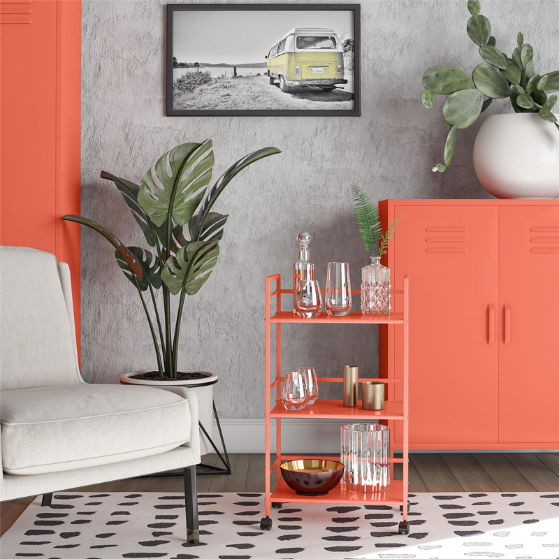 Metal Bar Cart, Orange