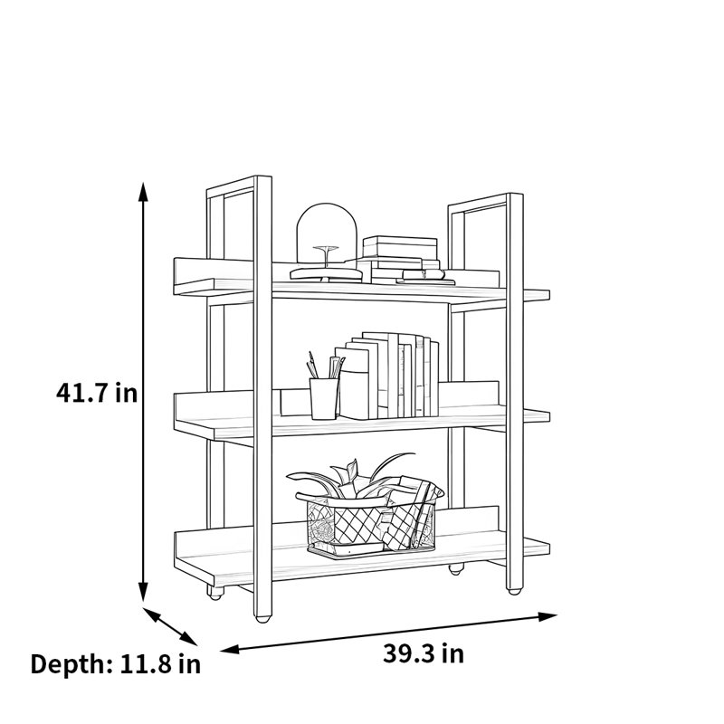 A versatile and fashionable bookcase, (3 Shelves) 41.7"H x 39.3"W x 11.8"D