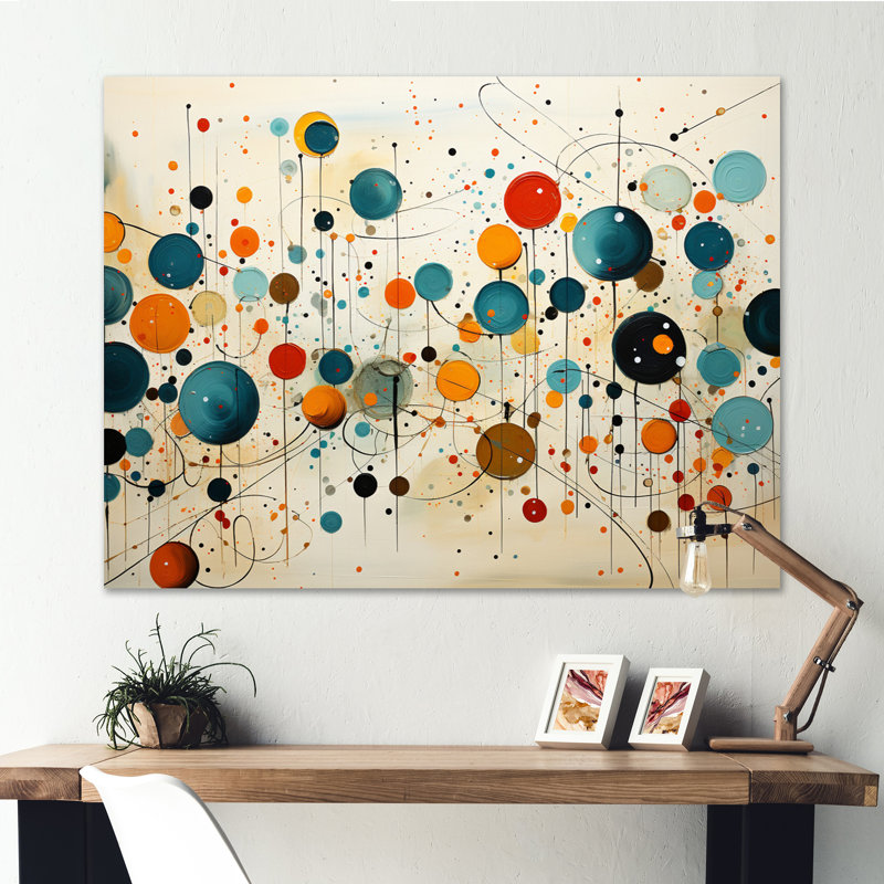 «Green Green Beige Mid Century Abstract Retro IV - Abstract Midcentury Large, art mural», Toile tendue, Sans cadre